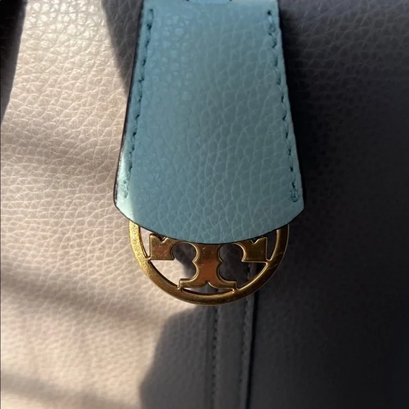 Tory Burch Leather Tote Bag - Taupe with Orange Interior - Picture 2 of 4